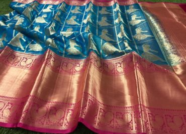 Pure kanchi organza sarees with checks and dolls (18)