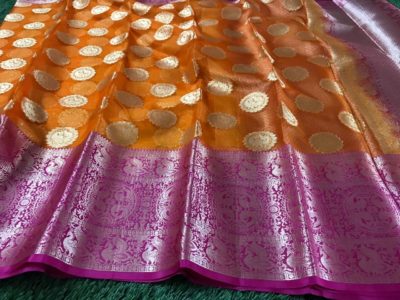 Pure kanchi organza sarees with checks and dolls (19)
