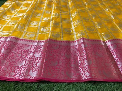 Pure kanchi organza sarees with checks and dolls (9)