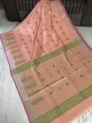 Pure linen by linen silk sarees weaving all over sarees (1)