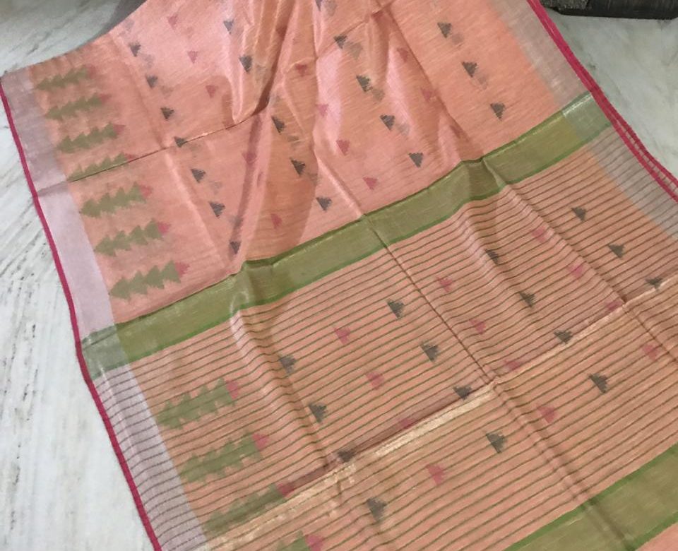 Pure linen by linen silk sarees weaving all over sarees (1)