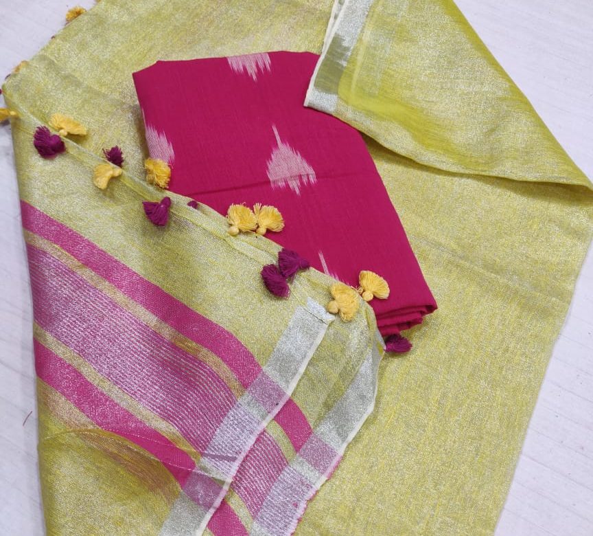 Pure linen dupattas with ikkat cotton top with price (3)