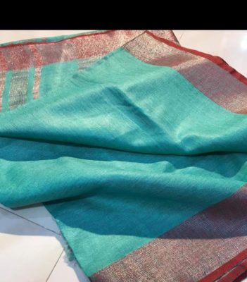 Pure linen sarees with contrast border (2)