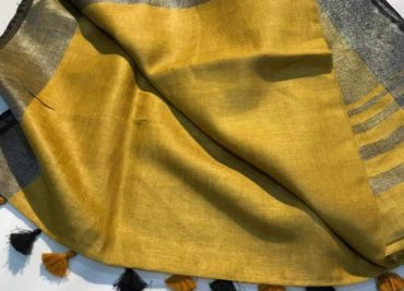 Pure linen sarees with contrast border (4)