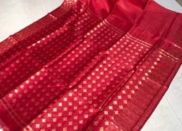 Pure linen silk sarees with jamdhani model with blouse (1)