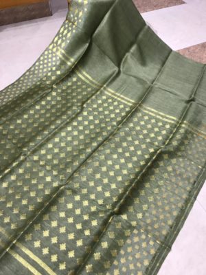 Pure linen silk sarees with jamdhani model with blouse (16)