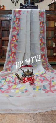 Pure muslin jamdhani sarees with blouse (16)