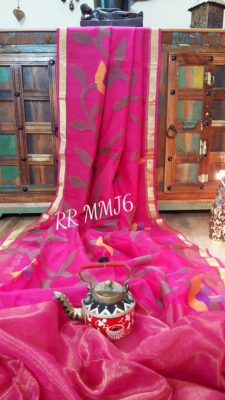 Pure muslin jamdhani sarees with blouse (19)