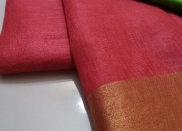 Pure plain linen by linen sarees with contrast blouse (10)