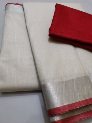 Pure plain linen by linen sarees with contrast blouse (15)