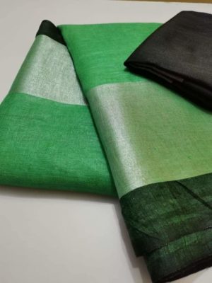 Pure plain linen by linen sarees with contrast blouse (22)
