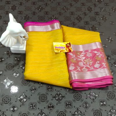 Semi kora organza sarees with border and blouse (3)