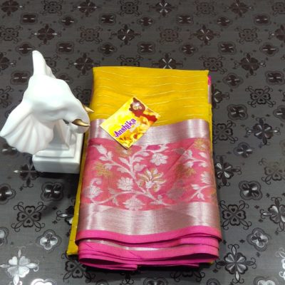 Semi kora organza sarees with border and blouse (7)
