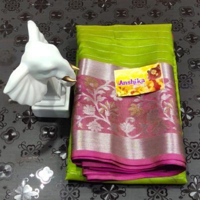Semi kora organza sarees with border and blouse (8)
