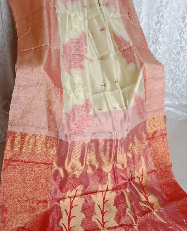 Silk jamdhani sarees with zari border with blouse (1)
