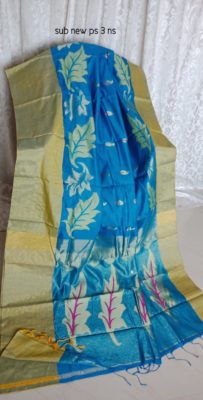 Silk jamdhani sarees with zari border with blouse (4)