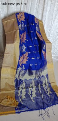 Silk jamdhani sarees with zari border with blouse (6)