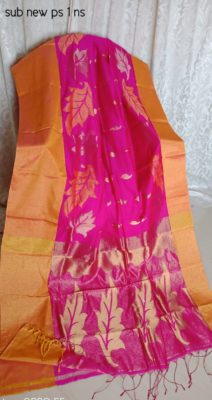 Silk jamdhani sarees with zari border with blouse (7)