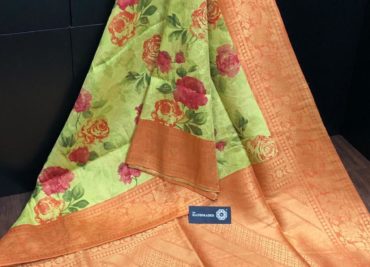 Sowbhagya pattu sarees with digital print with brocade blouse (1)