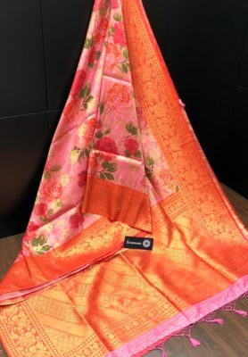 Sowbhagya pattu sarees with digital print with brocade blouse (2)