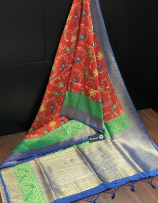 Sowbhagya pattu sarees with digital print with brocade blouse (4)