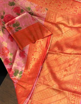 Sowbhagya pattu sarees with digital print with brocade blouse (5)