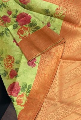 Sowbhagya pattu sarees with digital print with brocade blouse (9)