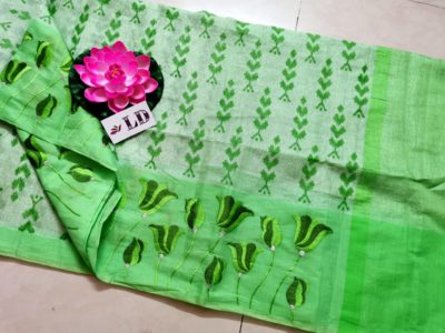 Tissue print sarees with contrast borders (3)