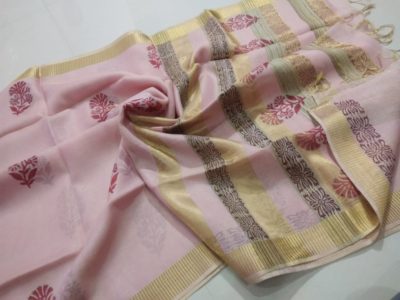 Tussar tissue block printed sarees with blousejpg (2)