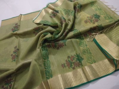 Tussar tissue block printed sarees with blousejpg (4)