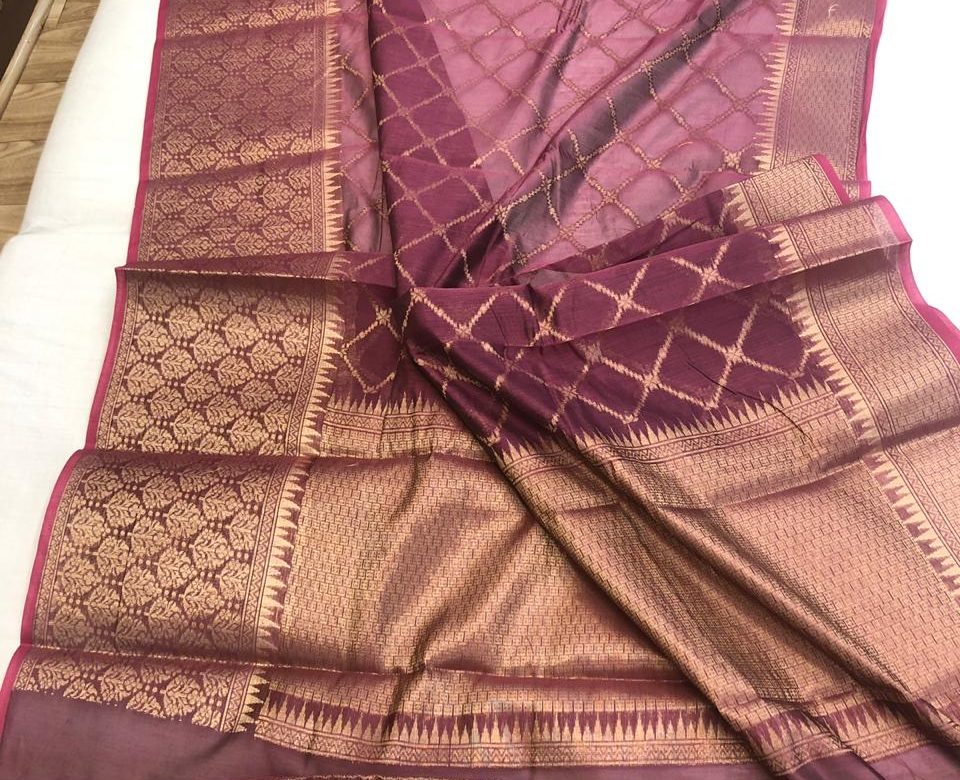 chanderi silk weaving sarees with blouse (3)