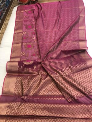 chanderi silk weaving sarees with blouse (5)