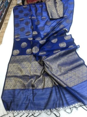 chanderi silk weaving sarees with blouse (6)