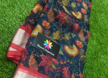 digital net sarees with silver border with blouse (8)