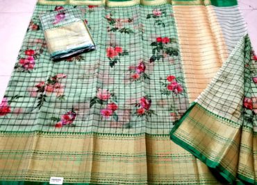 handloom soft kora silk digital print sarees (1)