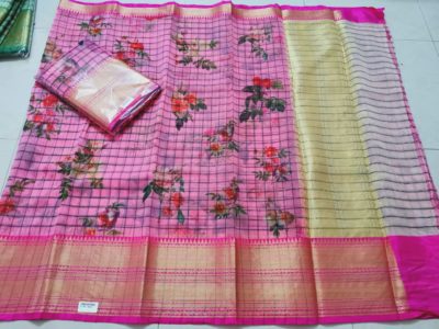handloom soft kora silk digital print sarees (2)