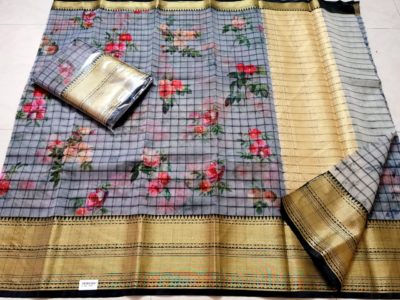 handloom soft kora silk digital print sarees (4)
