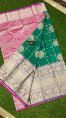 kanchi kora silk sarees with contrast blouse (1)