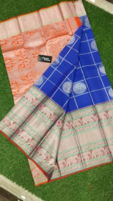 kanchi kora silk sarees with contrast blouse (2)