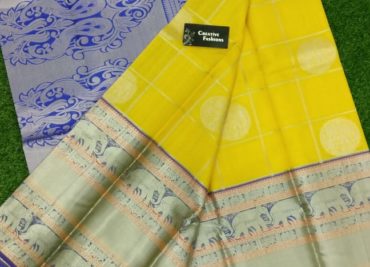kanchi kora silk sarees with contrast blouse (5)