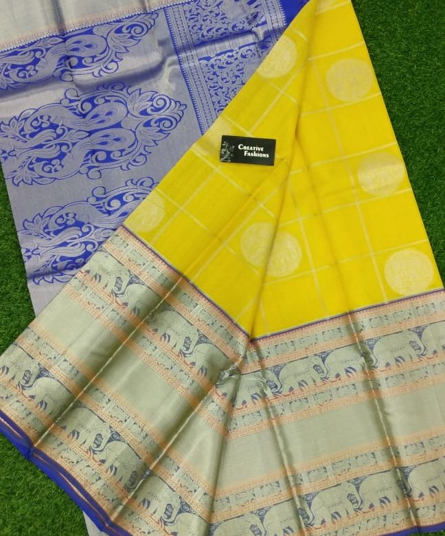 kanchi kora silk sarees with contrast blouse (5)