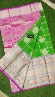 kanchi kora silk sarees with contrast blouse (6)