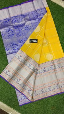 kanchi kora silk sarees with contrast blouse (7)
