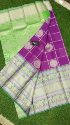 kanchi kora silk sarees with contrast blouse (8)