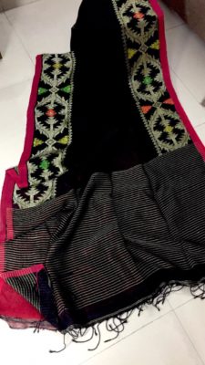 linen jamdhani sarees with blouse (11)