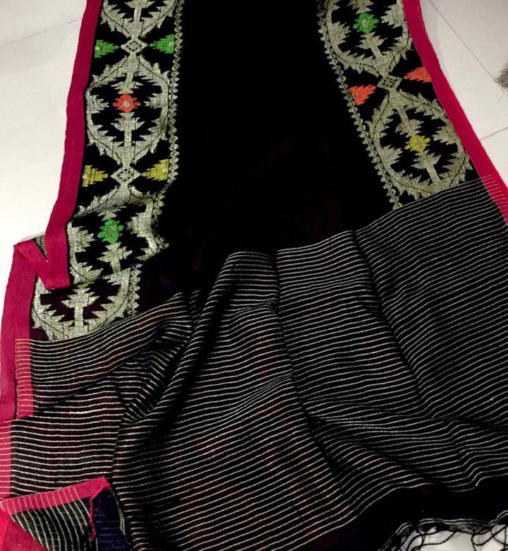 linen jamdhani sarees with blouse (11)