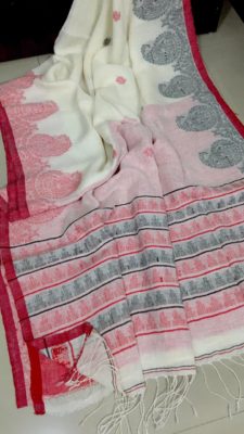 linen jamdhani sarees with blouse (3)