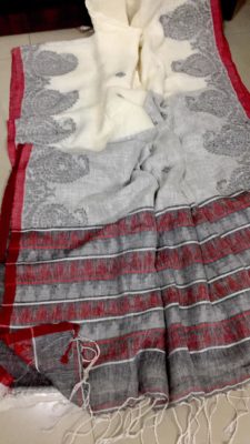 linen jamdhani sarees with blouse (6)