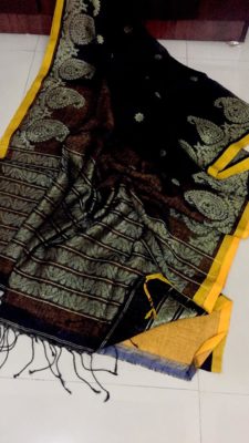 linen jamdhani sarees with blouse (7)