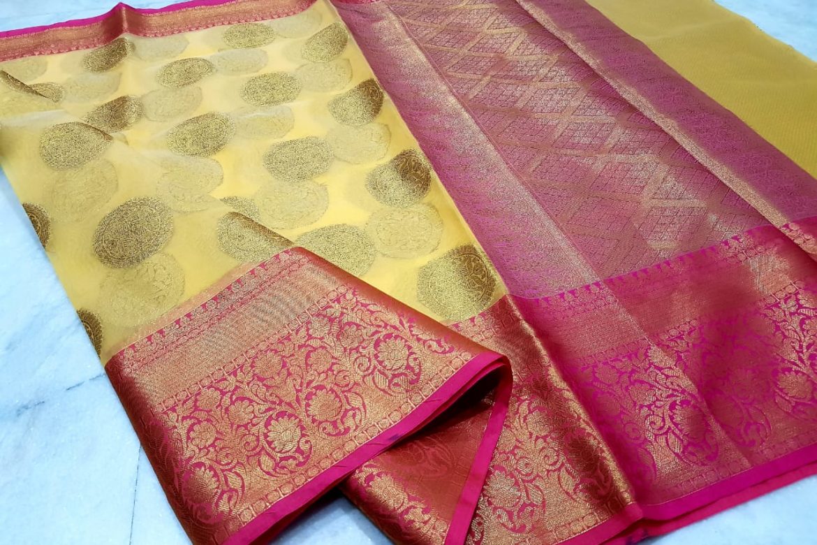 organza sarees with brocade blouse (1)
